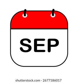 September calendar icon vector illustration with flat design. Calendar templates, red and white, stickers, posters, banners, emoticons.