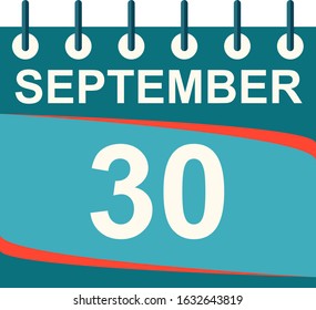 September calendar per day / vector/ 30 September