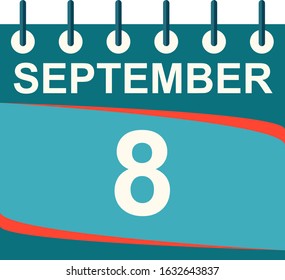 September calendar per day / vector/ 8 September