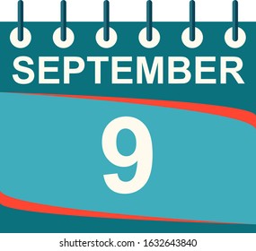 September calendar per day / vector/ 9 September