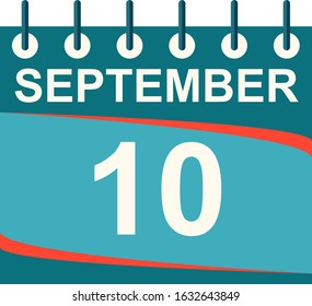 September calendar per day / vector/ 10 September