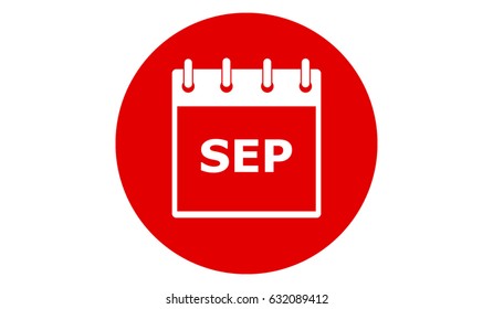 September Calendar Red Vector Icon