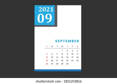 September calendar template with black background colors