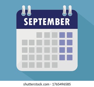 Calendario de septiembre. Vector, Calendario, afiche, gráfico.