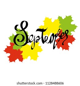 September calligraphy vector