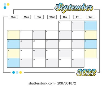 september colorful cute 2022 monthly calendar planner printable