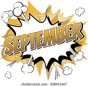 September - Comic book style word.