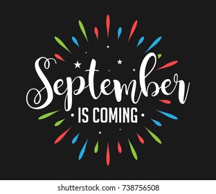 September Is Coming - Firework - Vector for greeting, welcome, new month