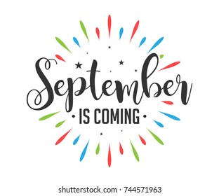 September Is Coming - Firework - Vector for greeting, welcome, new month