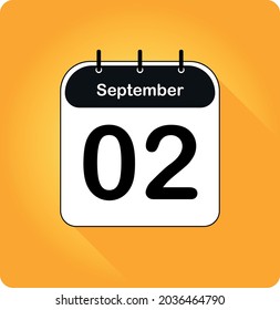 September day 02. Black and white on orange background - Calendar Icon - Vector Illustration