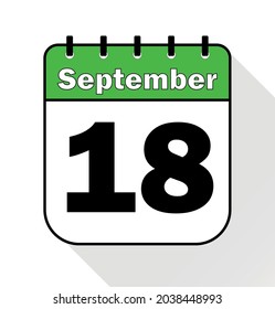 September day 18 green - Calendar Icon - Vector Illustration.	