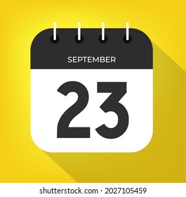 September day 23. Number twenty-three on a white paper with black color border on a yellow background vector.