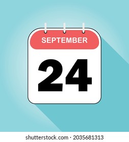 September day 24.red and white on blue background - Calendar Icon - Vector Illustration