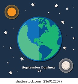 September Equinox 23, sun, earth, and moon
