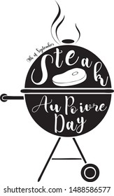 September Events - Steak Au Poivre Day. Vector illustration.