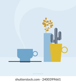 September - Flat Illustration Of The Month - Piece Of A Calendar - Vector