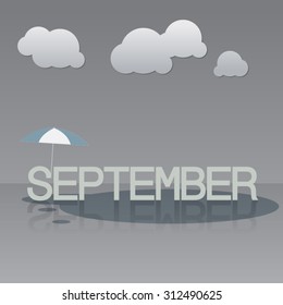 September font design on rainy background