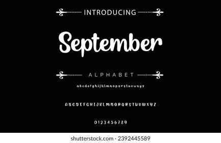 September font modern bouncy typeset, lively friendly alphabet. Playful cheerful letters in Los Muertos Mexican style for menus, labels, signage, ads, crafts and comic book. Vector typographic design