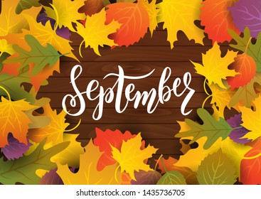 September Hand Lettering Text On Realistic Stock Vector (Royalty Free ...