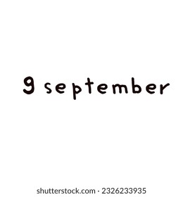 September Handwriting days of calendar black and white script