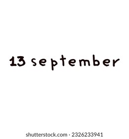 September Handwriting days of calendar black and white script