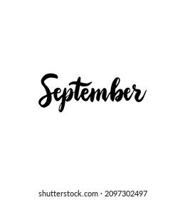 Letras de pincel manuscritas de septiembre. Ilustración vectorial de la caligrafía de pintura dibujada a mano.