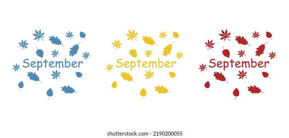 September icon, autumn concept, vector illustration
