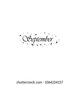 September icon. Written name of the month with different elements relating to the month icon.  Premium quality graphic design icon. One of the collection icons for websites on white background