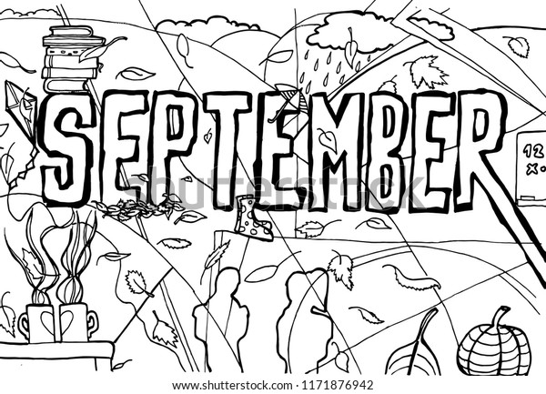 September Illustration Background Coloring Page Abstract Stock Vector ...