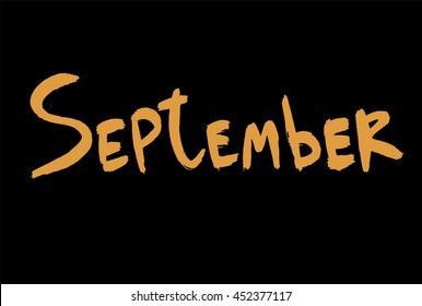 september ink hand painted calligraphy. Brush painted calligraphy isolated on white. September lettering. september cursive, september inscription, Calendar month, Month september. Autumn Calligraphy