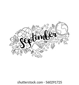 September. Isolated vector objects on white background.