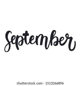 September lettering print. Vector illustration for calendar. On white background.