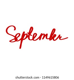 September lettering. Template for design. Red vector font for flyer