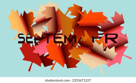 september lettering, September text in maple leaves, high quality vector