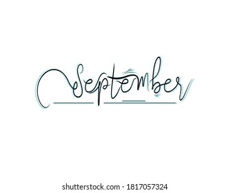 September Lettering Text on white background in vector illustration