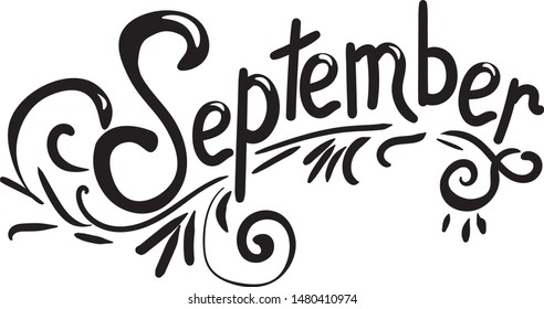 September lettering vector illustration. Concept for print, logo , web design, cards, invitation