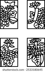 September Linie Zeichnung Mini hanafuda Symbol Set