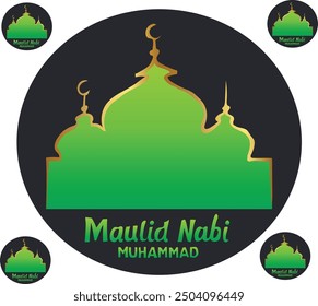Septiembre es la Ilustración vectorial de Maulid Nabi Muhammad. Bueno para el Anuncio, cartel, tarjeta de felicitación, tarjeta del partido, invitación, Plantilla, publicidad, campaña y redes sociales.