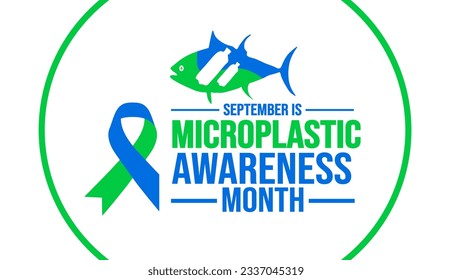 Septiembre es la plantilla de fondo del Mes de Conciencia Microplástica. Concepto de vacaciones. plantilla de diseño de fondo, pancarta, carteles, tarjetas y afiches con inscripción de texto y color estándar. vector 