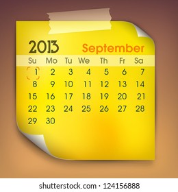 September month calender 2013. EPS 10.