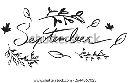 September month text font calligraphy hand written lettering script black color object leaf plant flora flower blossom nature drawing tree september fall autumn botany september hallo autumn fall art