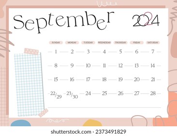 September monthly planner for 2024 with notes