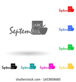September multi color style icon. Simple glyph, flat vector of name of month icons for ui and ux, website or mobile application