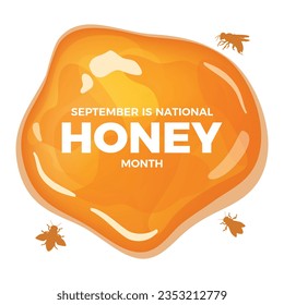 September is National Honey Month vector illustration. Puddle of honey icon vector isolated on a white background. Bees silhouette symbol. Important day