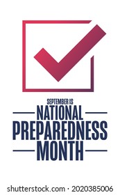 September is National Preparedness Month. Holiday concept. Template for background, banner, card, poster with text inscription. Vector EPS10 illustration
