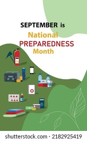 September is National Preparedness month, vector illustration with tools composition and emergency plan icons. copy space