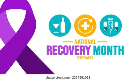 September is National Recovery Month background template. Holiday concept. background, banner, placard, card, and poster design template with text inscription and standard color. vector illustration.