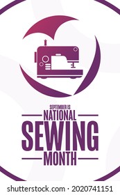 September is National Sewing Month. Holiday concept. Template for background, banner, card, poster with text inscription. Vector EPS10 illustration
