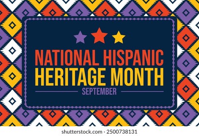 September is Observed as National Hispanic Heritage Month. National Hispanic Heritage Month background. banner, poster, wallpaper, cards. Vector EPS 10.