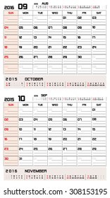 September & October 2016 -planning calendar / Calendar to schedule monthly - September & October 2016 